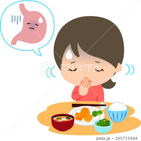 胃が弱って食欲がない女性 胃が弱って食欲がない女性 105715884