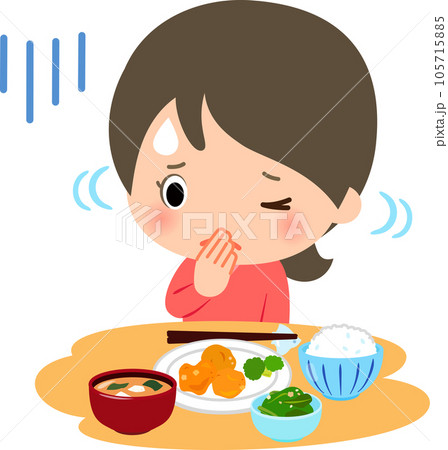 食事を拒否する女性、食欲不振 105715885