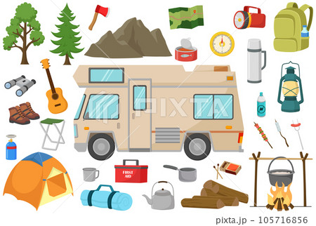 Set of camping and hiking equipment 105716856