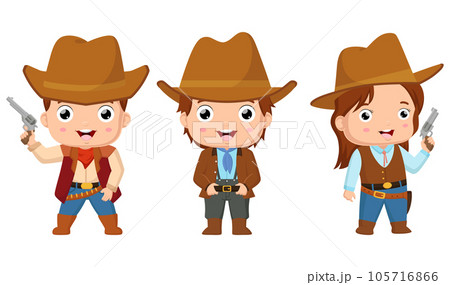 Set of cute cowboy kid cartoon Set of cute cowboy kid cartoon 105716866