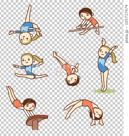 Cute girls gymnastics illustration collection 105717474