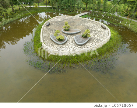 Aerial view of beautiful park in spring, China Aerial view of beautiful park in spring, China 105718057