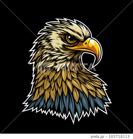 Ai generated cartoon eagle mascot. Isolated emblem of wild bird, is a fierce and noble symbol of strength, freedom, and patriotism. Eagle with piercing eyes, embodying a sense of power and authority 105718113