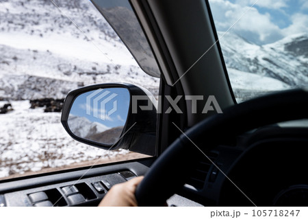 Driving car on the high altidue road, China Driving car on the high altidue road, China 105718247