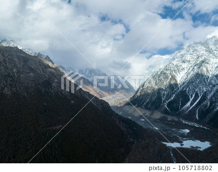 Aerial view of beautiful high altitude snow mountains in Tibet,China Aerial view of beautiful high altitude snow mountains in Tibet,China 105718802