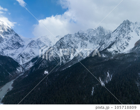 Aerial view of beautiful high altitude snow mountains  in Tibet,China 105718809