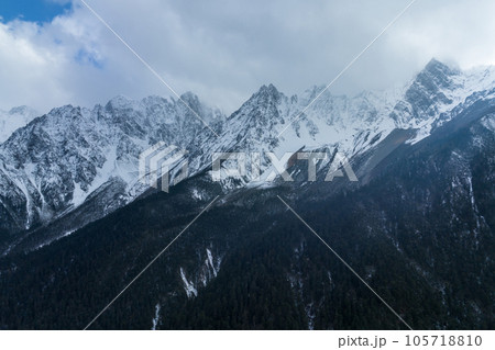 Aerial view of beautiful high altitude snow mountains  in Tibet,China 105718810