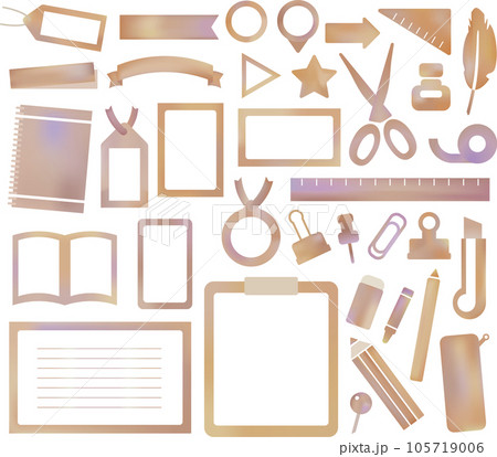 文房具と水彩風イメージセット 105719006