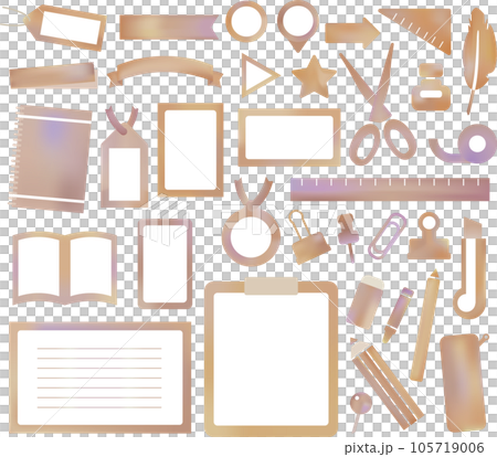 文房具と水彩風イメージセット 105719006