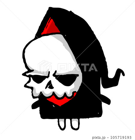 Grim reaper illustration. Cartoon Halloween death skeleton mascot isolated on white background. Outlined Grim reaper illustration. Cartoon Halloween death skeleton mascot isolated on white background. Outlined 105719193