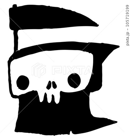 Grim reaper illustration. Cartoon Halloween death skeleton mascot isolated on white background. Outlined Grim reaper illustration. Cartoon Halloween death skeleton mascot isolated on white background. Outlined 105719199