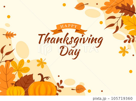 Happy Thanksgiving Day Vector Illustration with Turkey Bird, Pumpkin, Leaves and Many Others Elements Background Flat Cartoon Hand Drawn Templates Happy Thanksgiving Day Vector Illustration with Turkey Bird, Pumpkin, Leaves and Many Others Elements Background Flat Cartoon Hand Drawn Templates 105719360