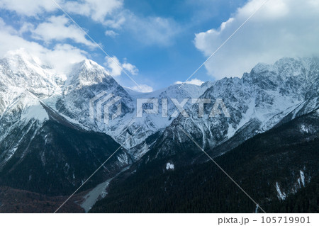 Aerial view of beautiful high altitude snow mountains in Tibet,China Aerial view of beautiful high altitude snow mountains in Tibet,China 105719901
