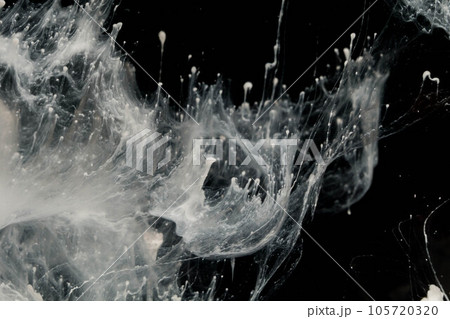 Abstract paint splash isolated on black background. Acrylic ink in water. selective focus. Abstract paint splash isolated on black background. Acrylic ink in water. selective focus. 105720320