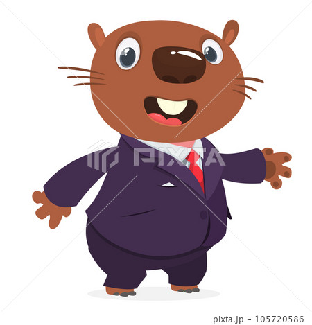 Cartoon funny beaver wearing toxedo or business suit. Vector illustration Cartoon funny beaver wearing toxedo or business suit. Vector illustration 105720586