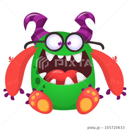 Funny cartoon monster character. Illustration of cute and happy alien. Halloween vector design isolated 105720633
