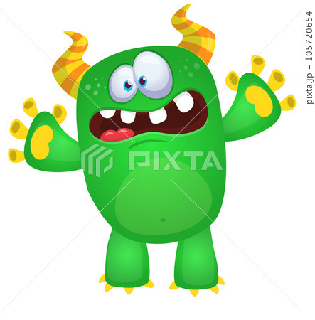 Funny cartoon monster character. Illustration of cute and happy alien. Halloween vector design isolated Funny cartoon monster character. Illustration of cute and happy alien. Halloween vector design isolated 105720654