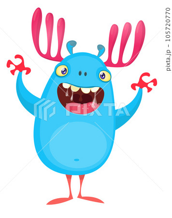 Funny cartoon monster character. Illustration of cute and happy alien. Halloween vector design isolated Funny cartoon monster character. Illustration of cute and happy alien. Halloween vector design isolated 105720770