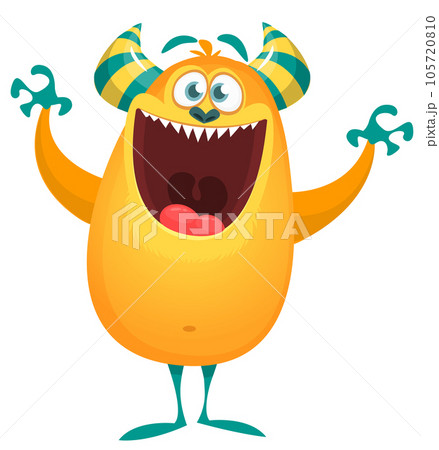 Funny cartoon monster character. Illustration of cute and happy alien. Halloween vector design isolated 105720810
