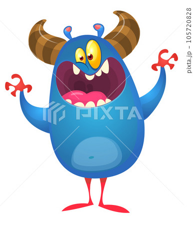 Funny cartoon monster character. Illustration of cute and happy alien. Halloween vector design isolated 105720828