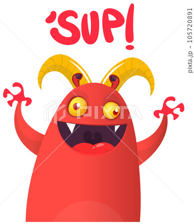 Funny cartoon monster character. Illustration of cute and happy alien. Halloween vector design isolated Funny cartoon monster character. Illustration of cute and happy alien. Halloween vector design isolated 105720891