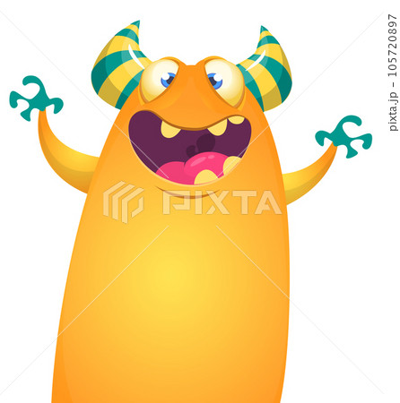 Funny cartoon monster character. Illustration of cute and happy alien. Halloween vector design isolated Funny cartoon monster character. Illustration of cute and happy alien. Halloween vector design isolated 105720897