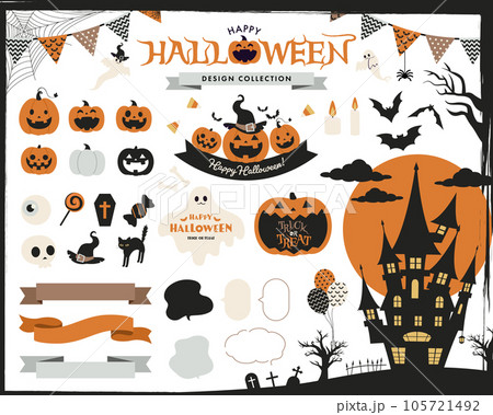 ハロウィンのかわいいデザインの装飾セット ハロウィンのかわいいデザインの装飾セット 105721492