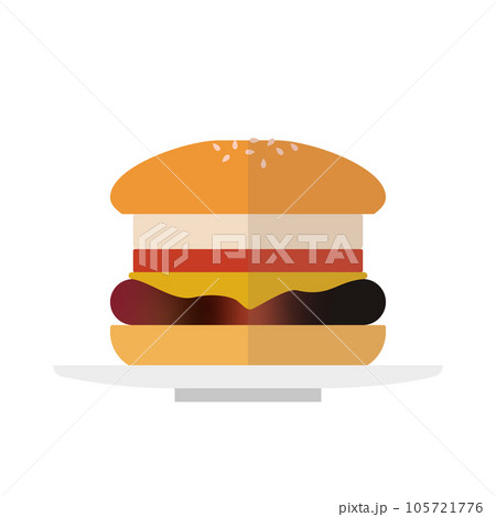 ハンバーガーの横からのフラットアイコン 105721776
