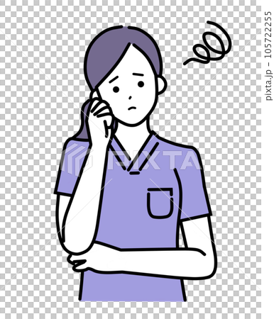 一個簡單的馬尾辮女人，擔心穿磨砂膏 105722255