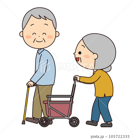 会話しながら歩いている老夫婦 会話しながら歩いている老夫婦 105722335