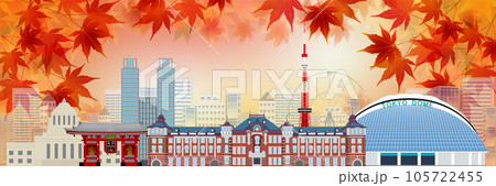 紅葉　もみじ　東京　秋　背景	 105722455