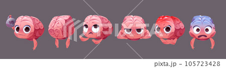 Cute cartoon brain character do exercise vector 105723428