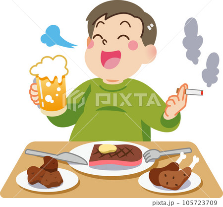 生活習慣病1__喫煙、飲酒、偏食の中年男性 生活習慣病1__喫煙、飲酒、偏食の中年男性 105723709