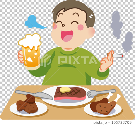 生活習慣病1__喫煙、飲酒、偏食の中年男性 生活習慣病1__喫煙、飲酒、偏食の中年男性 105723709