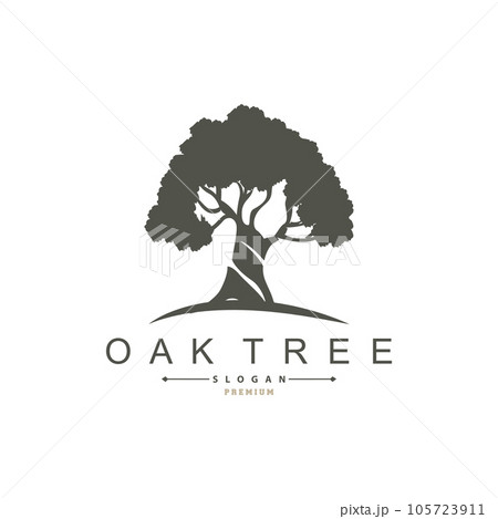 Oak Tree Logo, Nature Tree Plant Vector, Minimalist Simple Design, Illustration, Silhouette, Template Oak Tree Logo, Nature Tree Plant Vector, Minimalist Simple Design, Illustration, Silhouette, Template 105723911