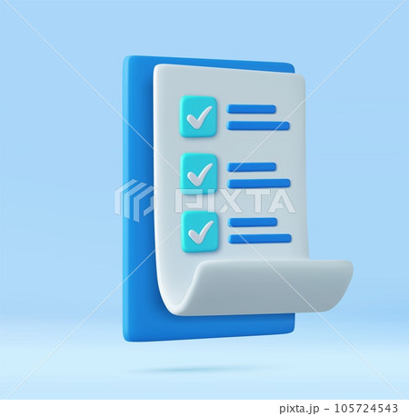 3d White paper task management todo check list 105724543