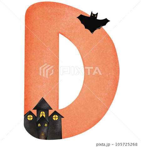 Letter D hand drawn watercolor texture 105725268