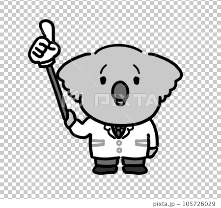 Anthropomorphic koala medical worker explaining points Anthropomorphic koala medical worker explaining points 105726029