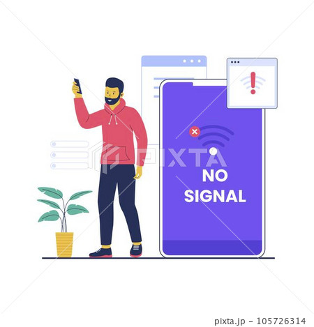 Concept illustration of lost wireless connection technology. Concept illustration of lost wireless connection technology. 105726314