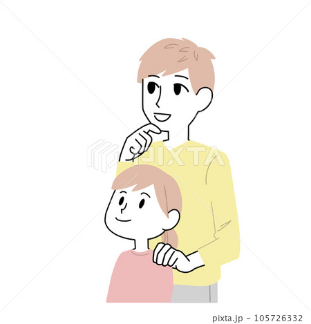 考える親子 105726332