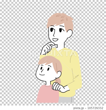 考える親子 105726332