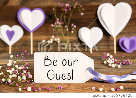 Label With Spring Flowers, Hearts, Text Be Our Guest 105726426