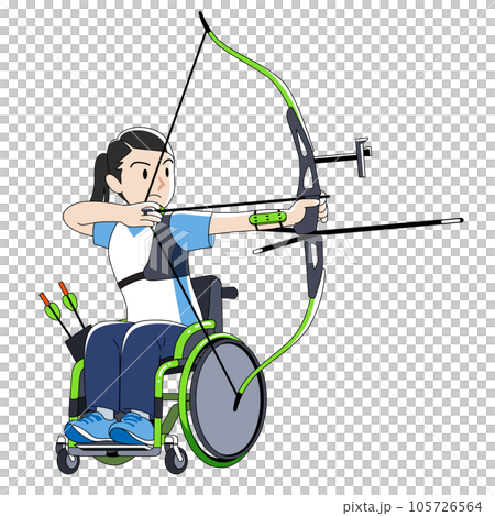 一位女士以輕柔的動作進行射箭 105726564