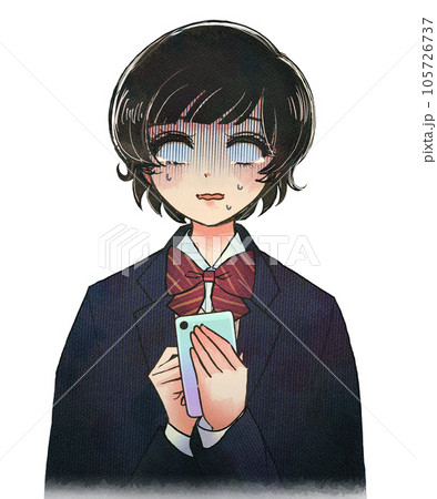 レトロ風イラスト・SNSが炎上した女子高生 レトロ風イラスト・SNSが炎上した女子高生 105726737