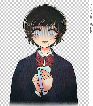 レトロ風イラスト・SNSが炎上した女子高生 レトロ風イラスト・SNSが炎上した女子高生 105726737