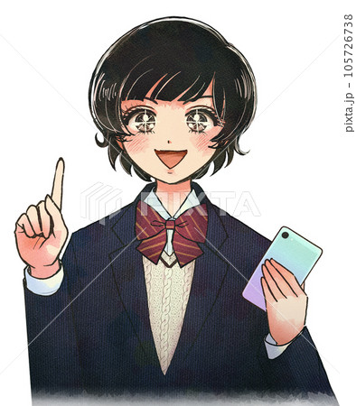 レトロ風イラスト・スマホの使い方を教える高校生 レトロ風イラスト・スマホの使い方を教える高校生 105726738