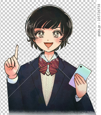 レトロ風イラスト・スマホの使い方を教える高校生 レトロ風イラスト・スマホの使い方を教える高校生 105726738