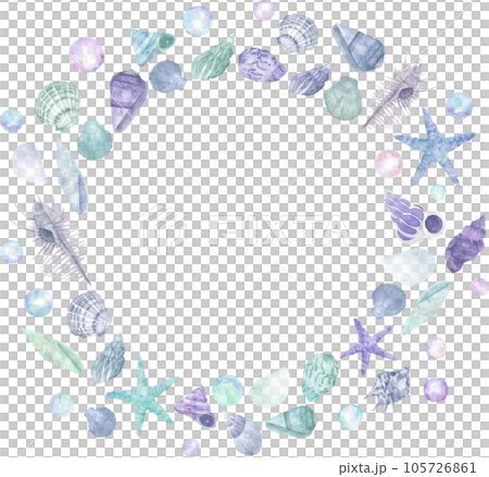 水彩畫的貝殼框架 105726861