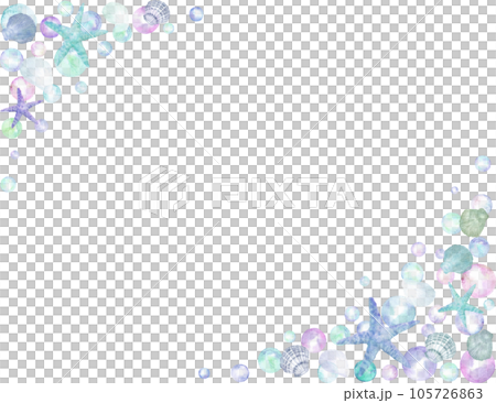 海星和肥皂泡的水彩框架 105726863