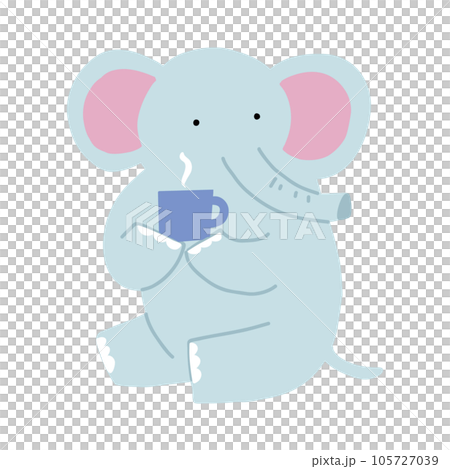 elephant holding a mug 105727039